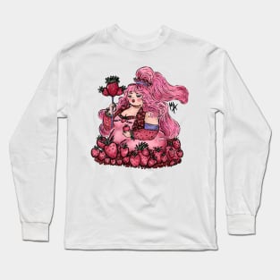 Strawberry Queen (design available with background and quote too) Long Sleeve T-Shirt